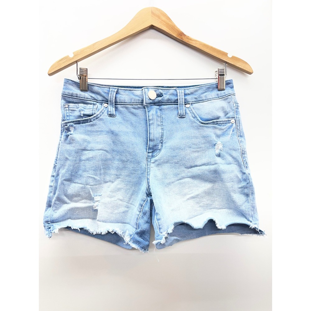 Seven7 Weekend Short‎ Womens 6 Light Wash Distressed Raw Hem Denim Jean Shorts